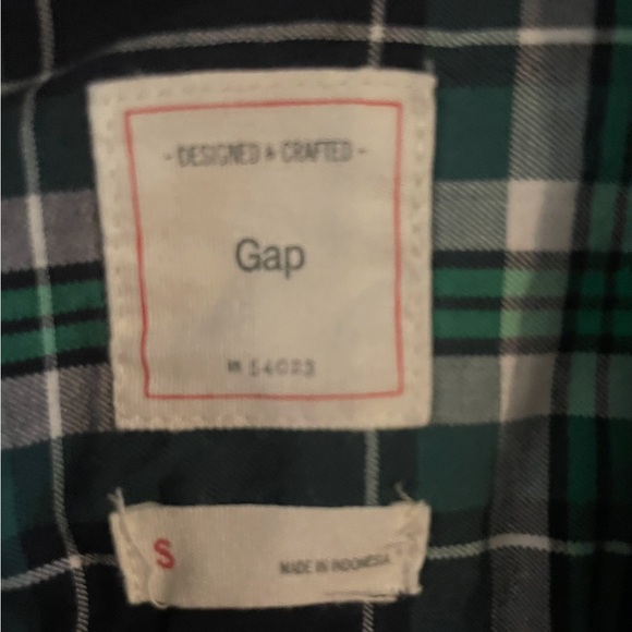 Men’s Small Gap Green/Blue Flannel - Picture 2 of 2